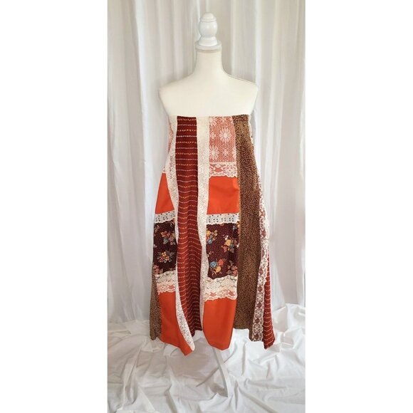 Carefree Fashions Patchwork Hippie Maxi Skirt Womens XL Floral Boho Fall Lined - Picture 12 of 16